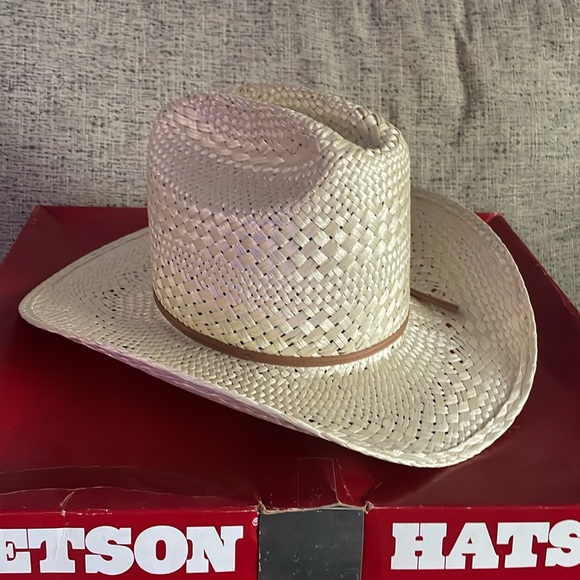 Stallion By Stetson Vintage Straw Western Cowboy Hat 6 3/4 - Picture 3 of 15